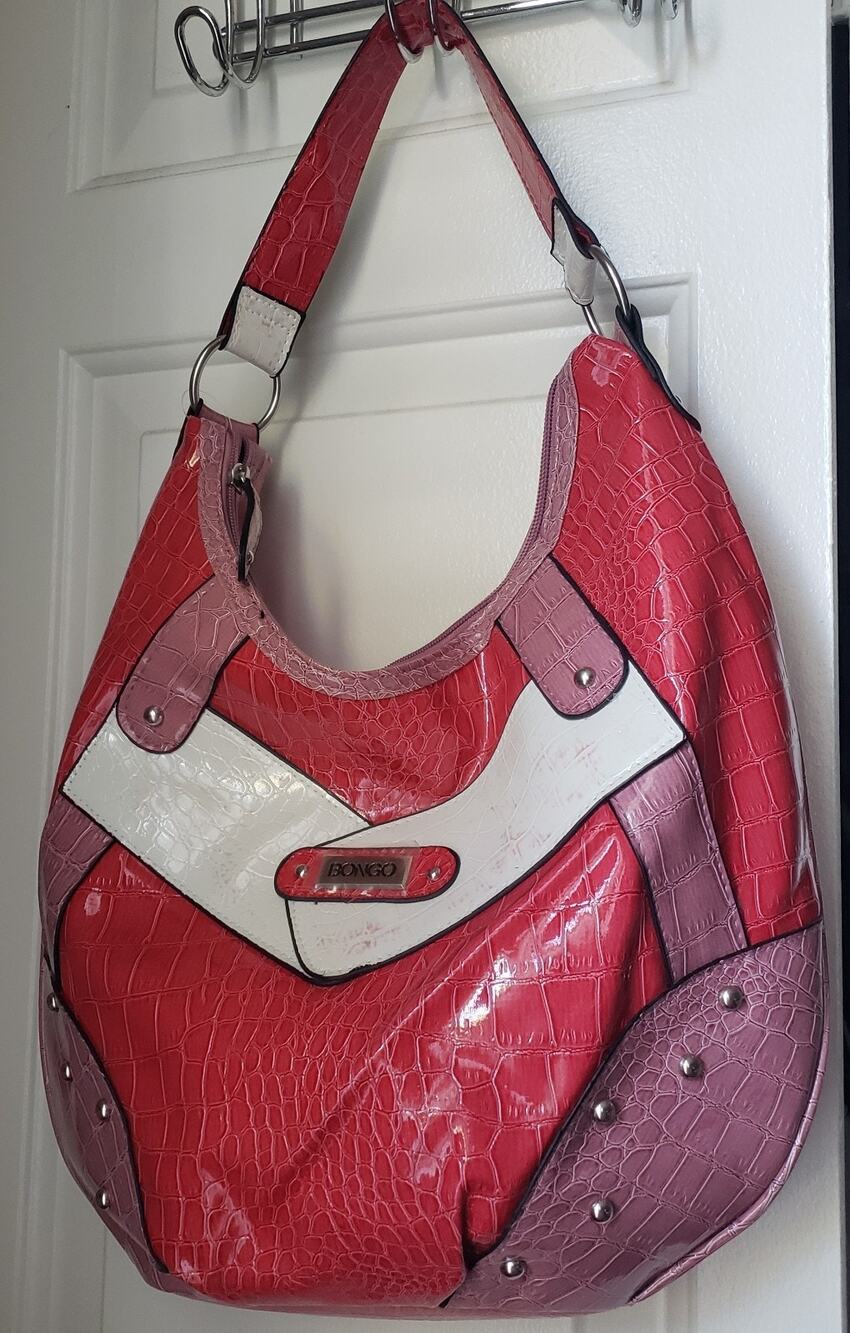 Vintage Y2K Bongo Hobo Shoulder Bag NWT Kmart Faux Croc Pink Red White Purse Zip
